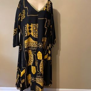 Original Antthony size L black patterned design dress beaded hemline